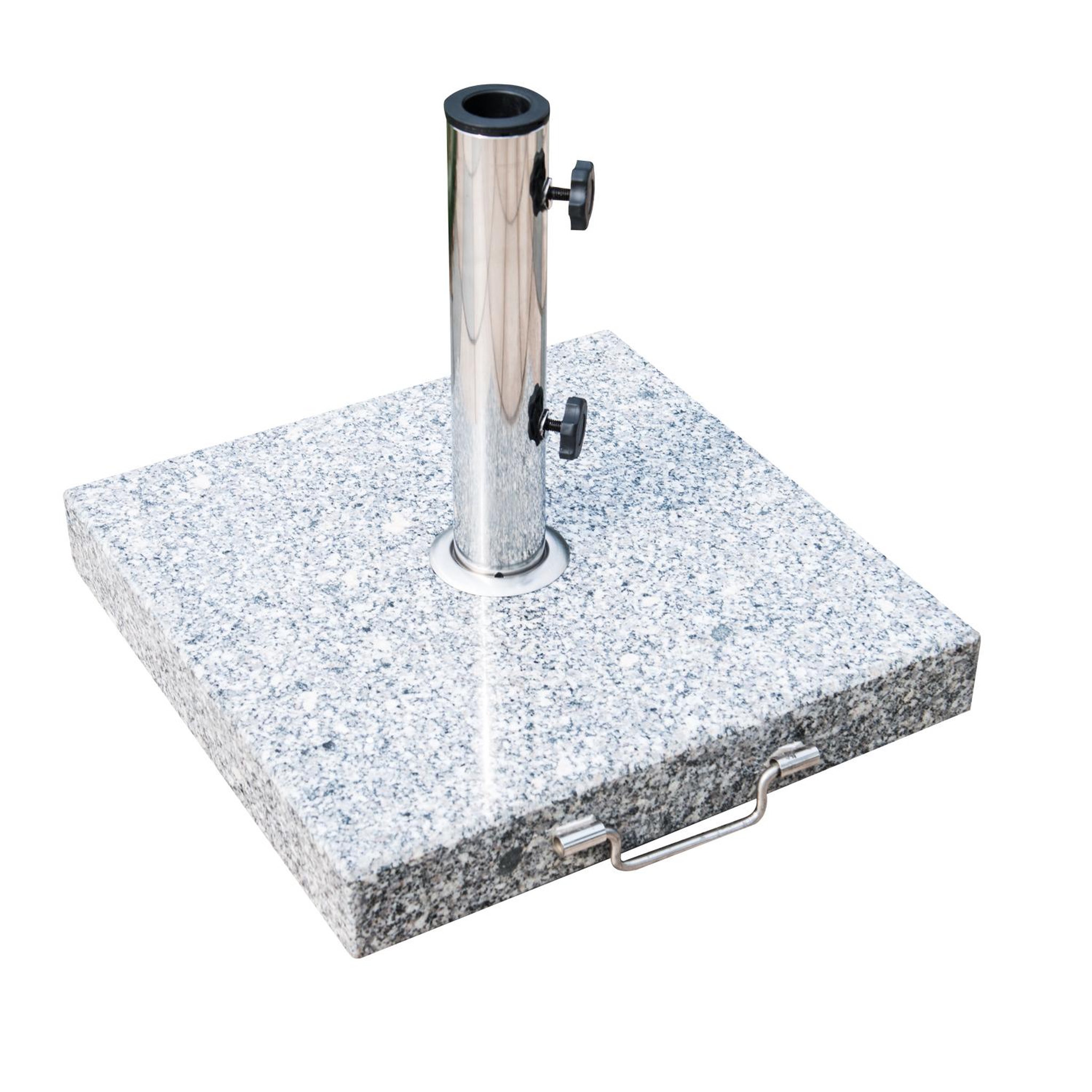 Voir la diapositive 1 : OUTSUNNY Pied/base de parasol granite gris poignée et roulettes compatible pied parasol Ø 35/38/48 mm
