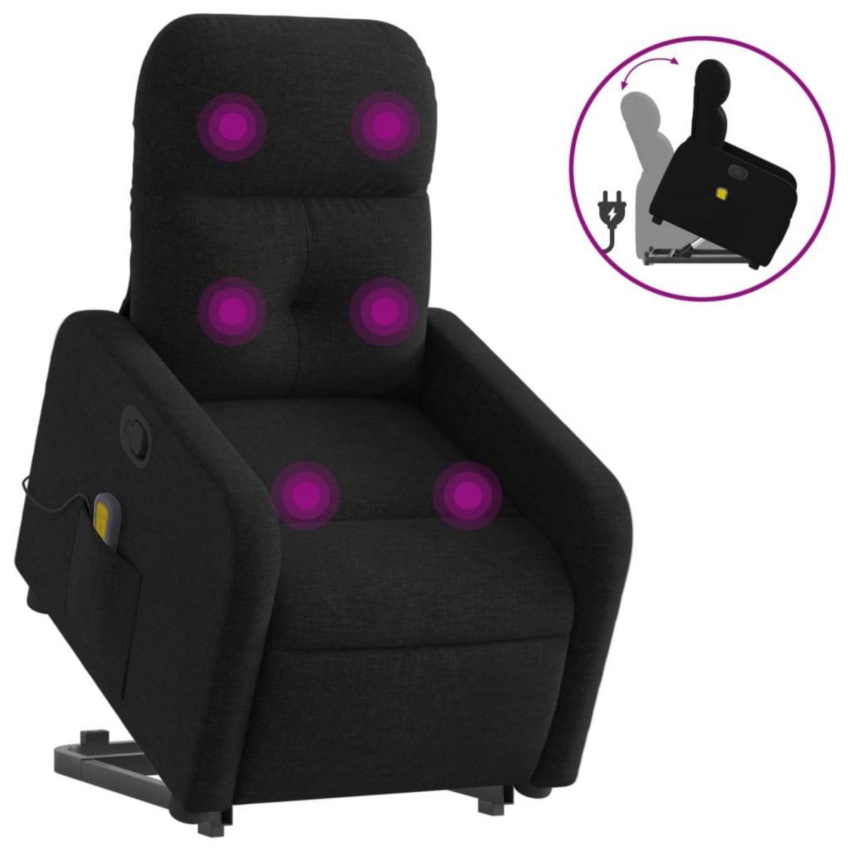 VIDAXL Fauteuil de massage inclinable Noir Tissu