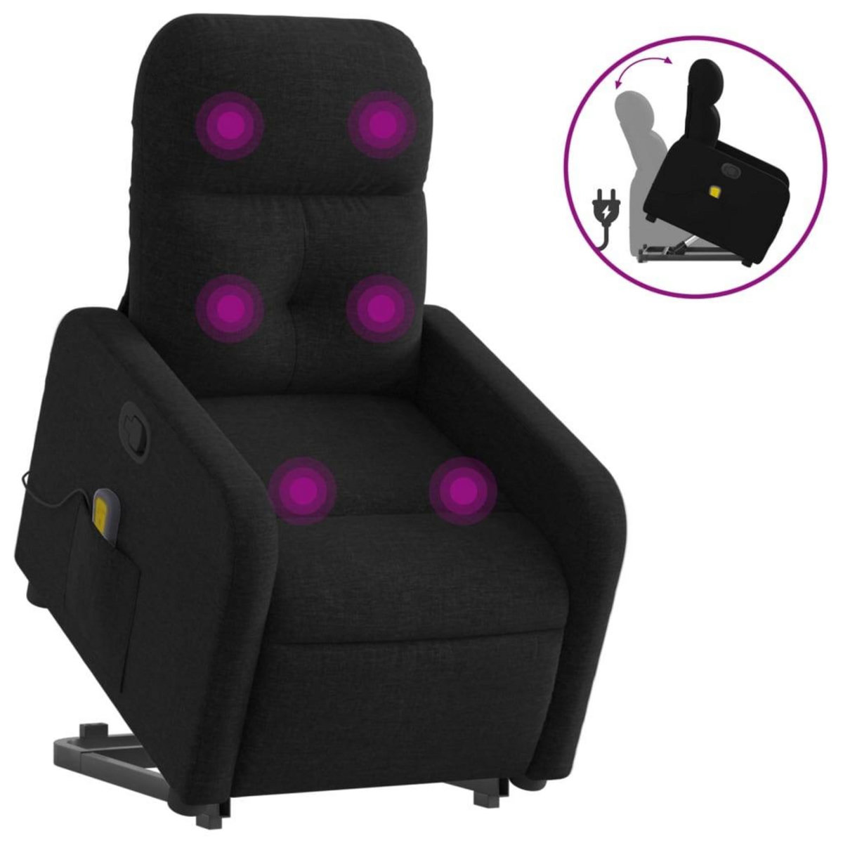 VIDAXL Fauteuil de massage inclinable Noir Tissu