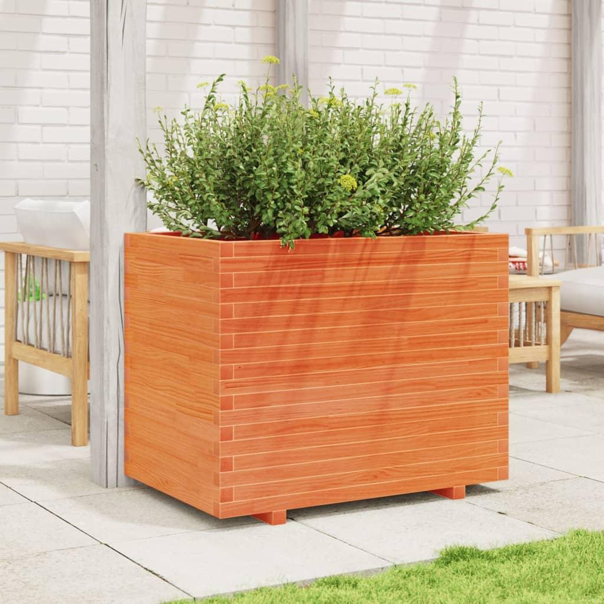 Voir la diapositive 3 : VIDAXL Jardiniere cire marron 90x60x72 cm bois de pin massif