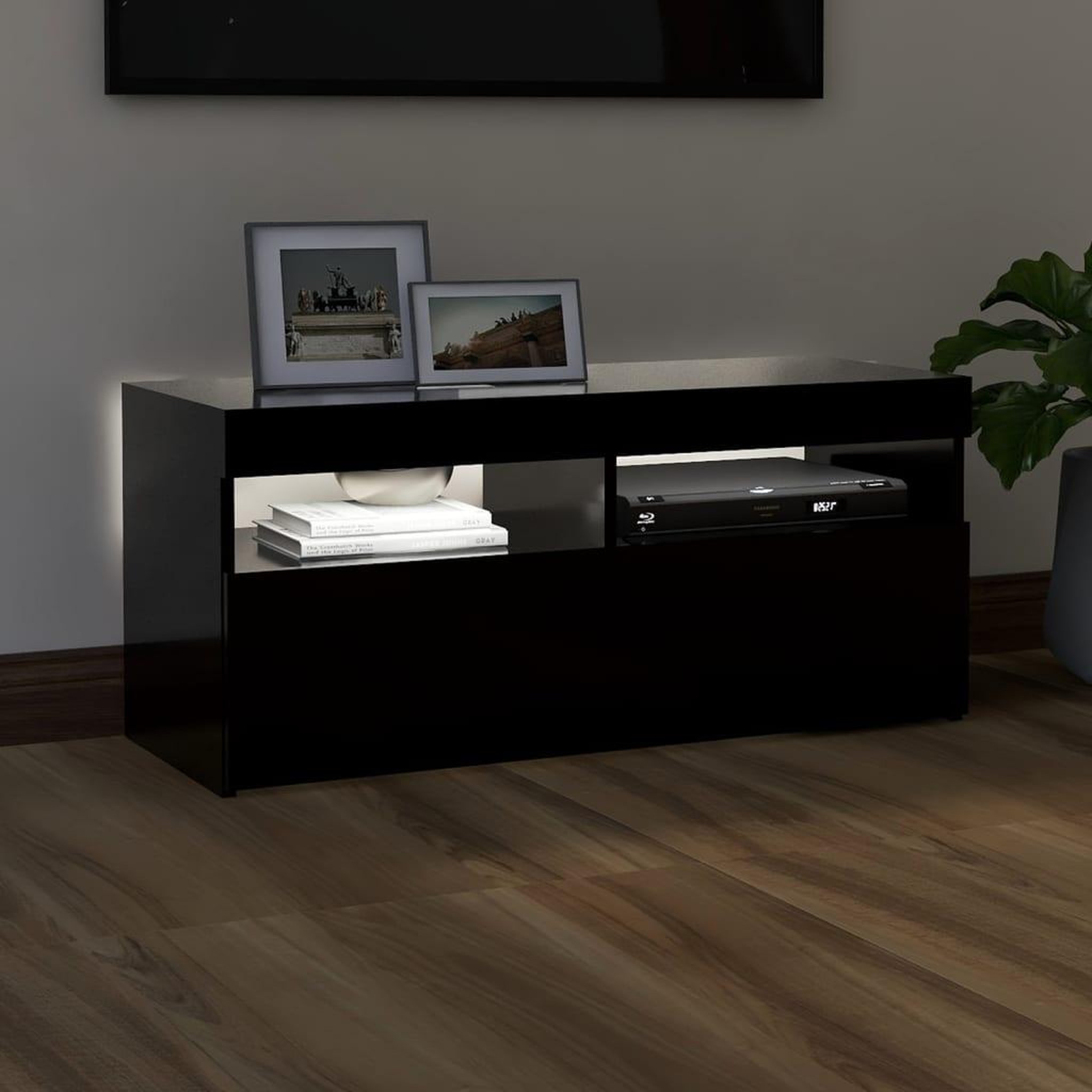 Voir la diapositive 3 : VIDAXL Meuble TV avec lumieres LED noir 90x35x40 cm