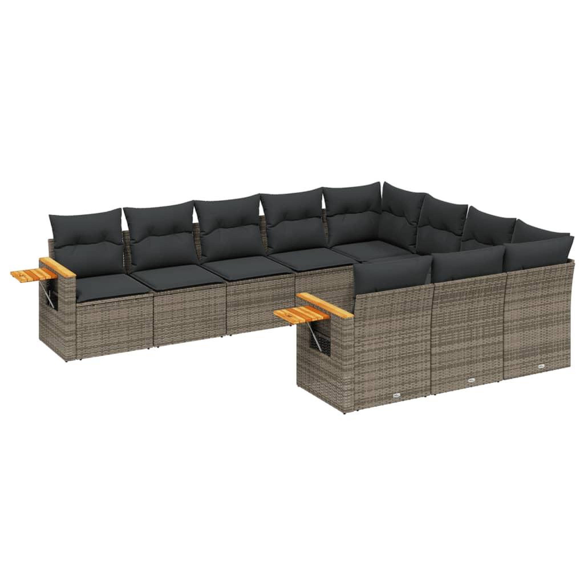 Voir la diapositive 2 : VIDAXL Salon de jardin avec coussins 10 pcs gris resine tressee