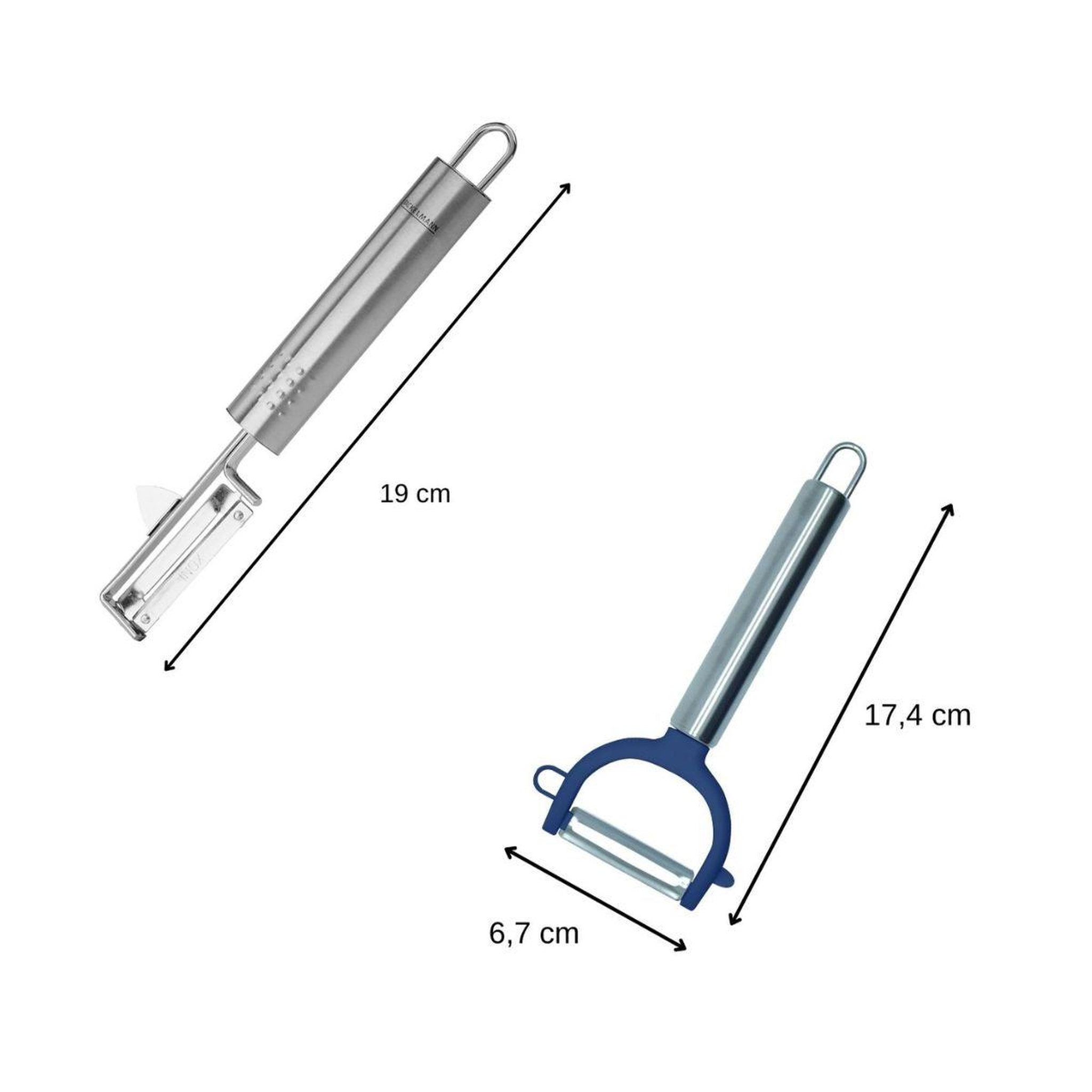 Voir la diapositive 4 : Fackelmann Duo eplucheur à légumes pendule 19 cm et rasoir à légumes inox et plastique 17 cm fackelmann