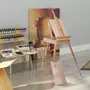 HOMCOM HOMCOM Chevalet d'artiste sur pieds pliable mallette de peinture chevalet avec rangement hauteur réglable  bois de hêtre clair