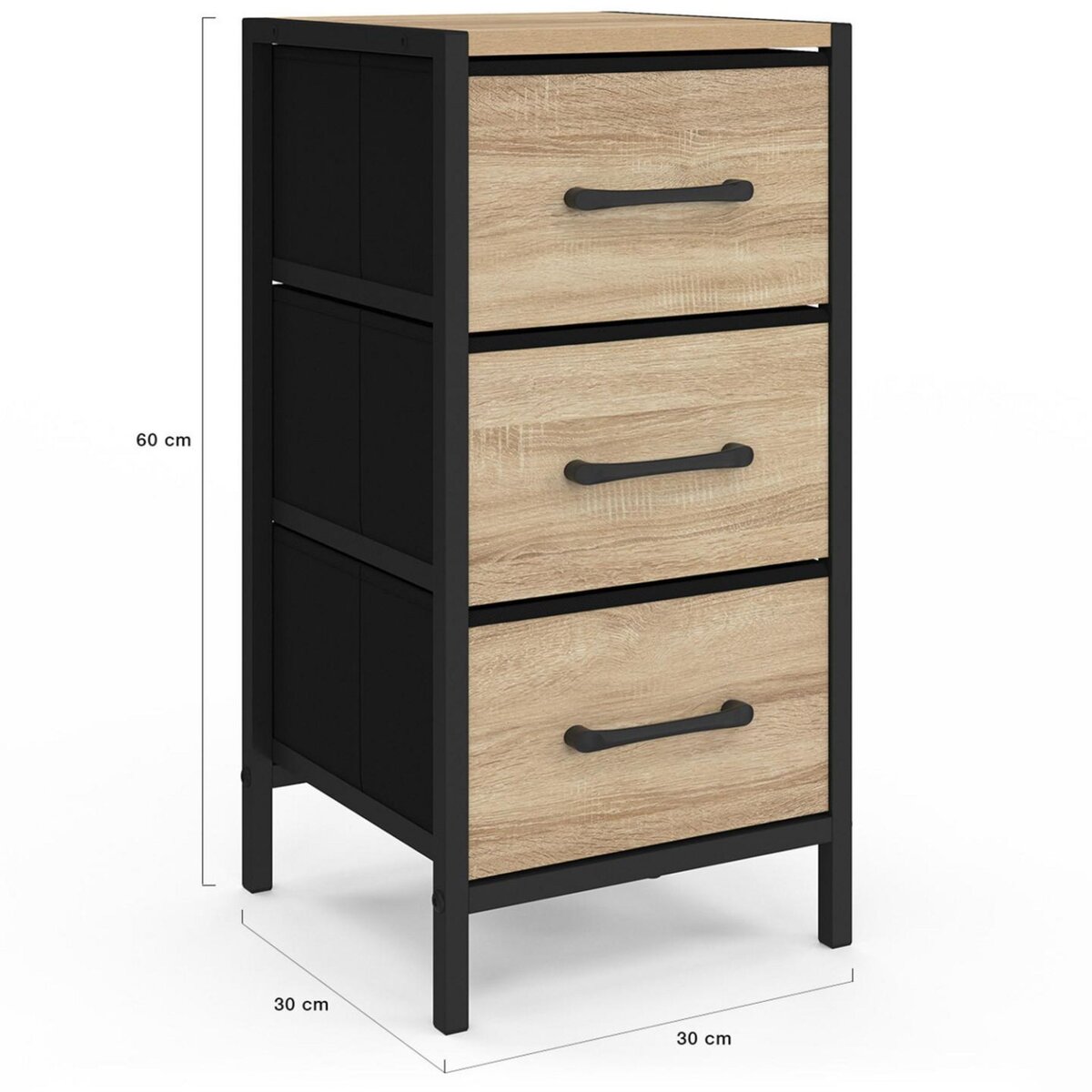 ID MARKET Lot de 2 tables de chevet UTAH 3 tiroirs