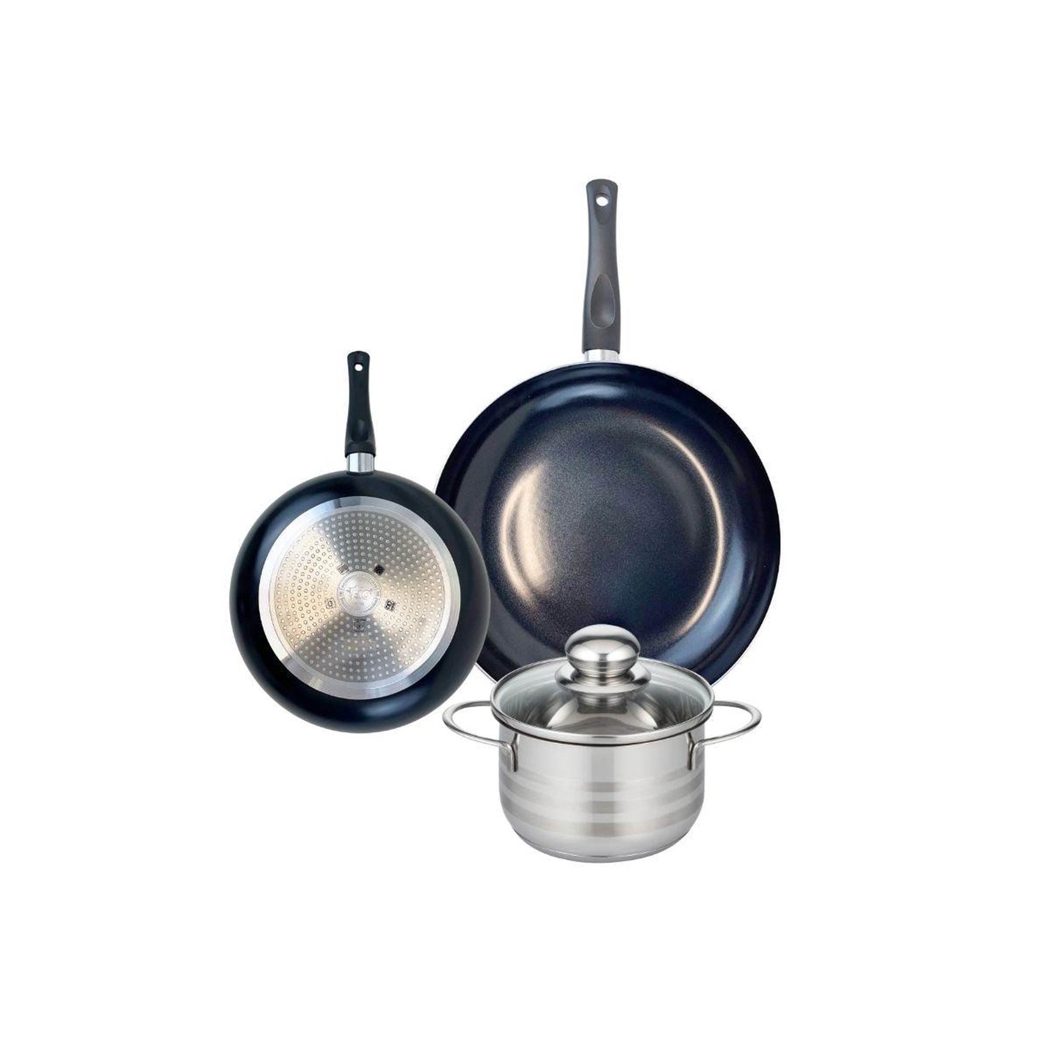 ELO Ensemble de 2 poêles de cuisson 20 et 28 cm et 1 faitout 16 cm elo prima brillant