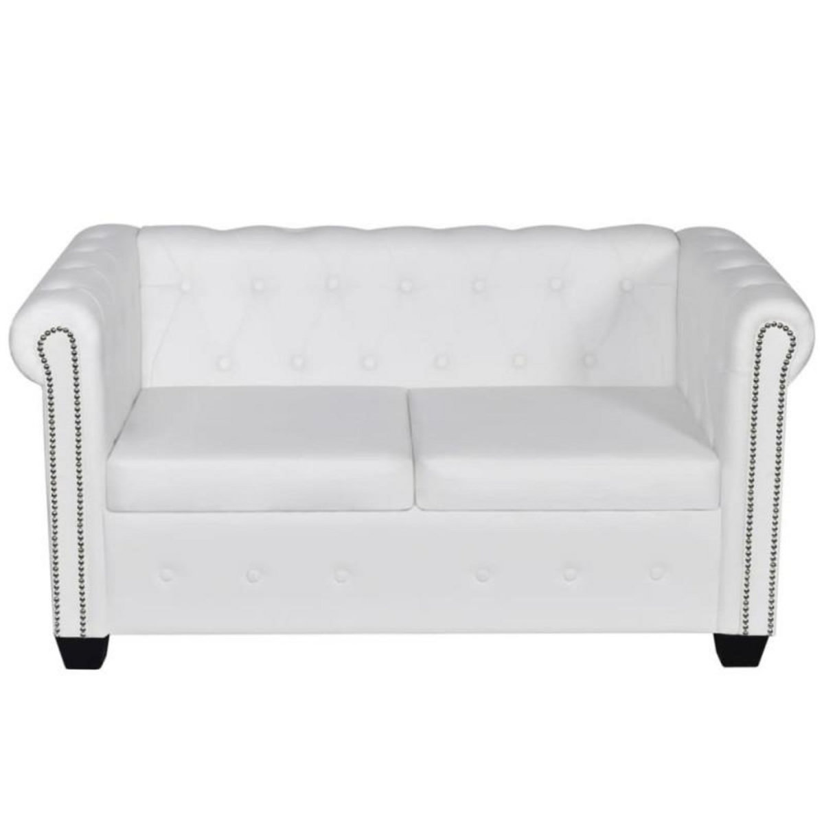 VIDAXL Canapé Chesterfield à 2 places cuir synthétique blanc