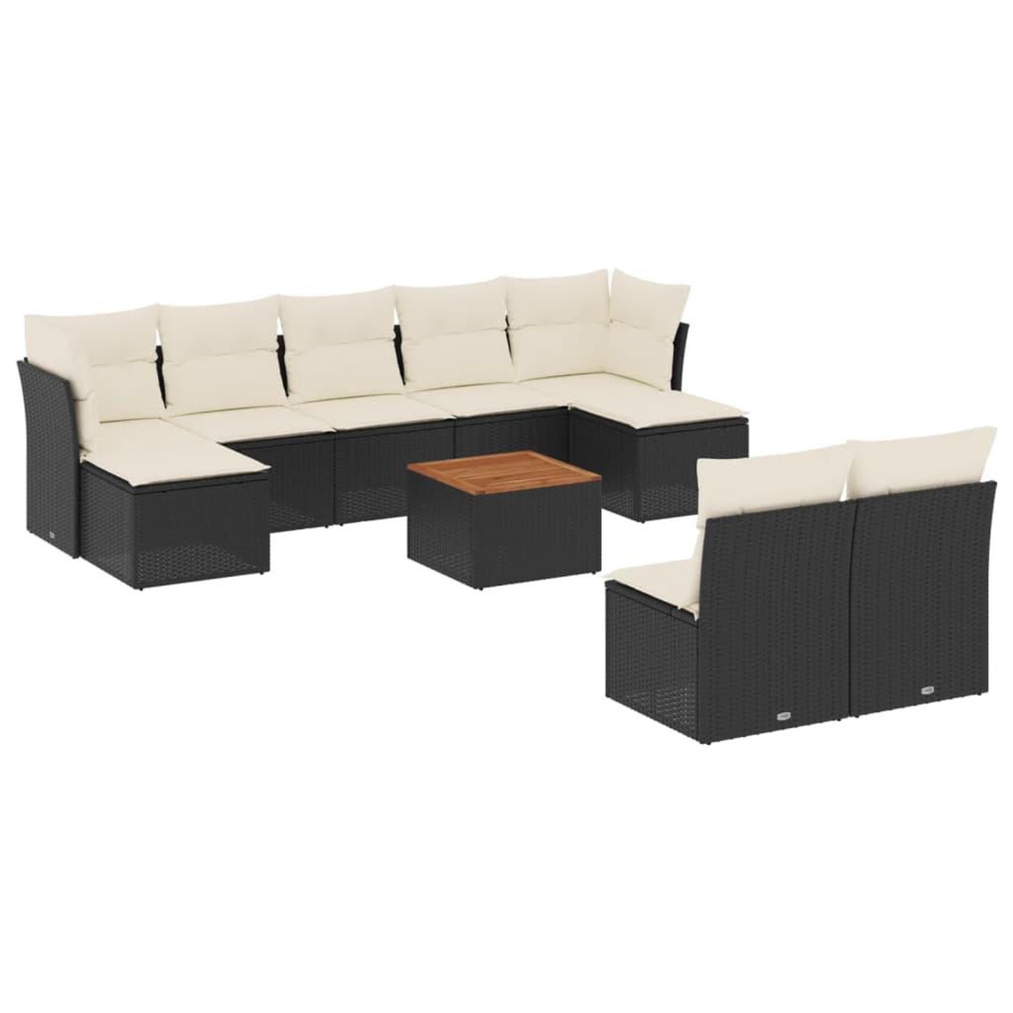 Voir la diapositive 2 : VIDAXL Salon de jardin 10 pcs avec coussins noir resine tressee
