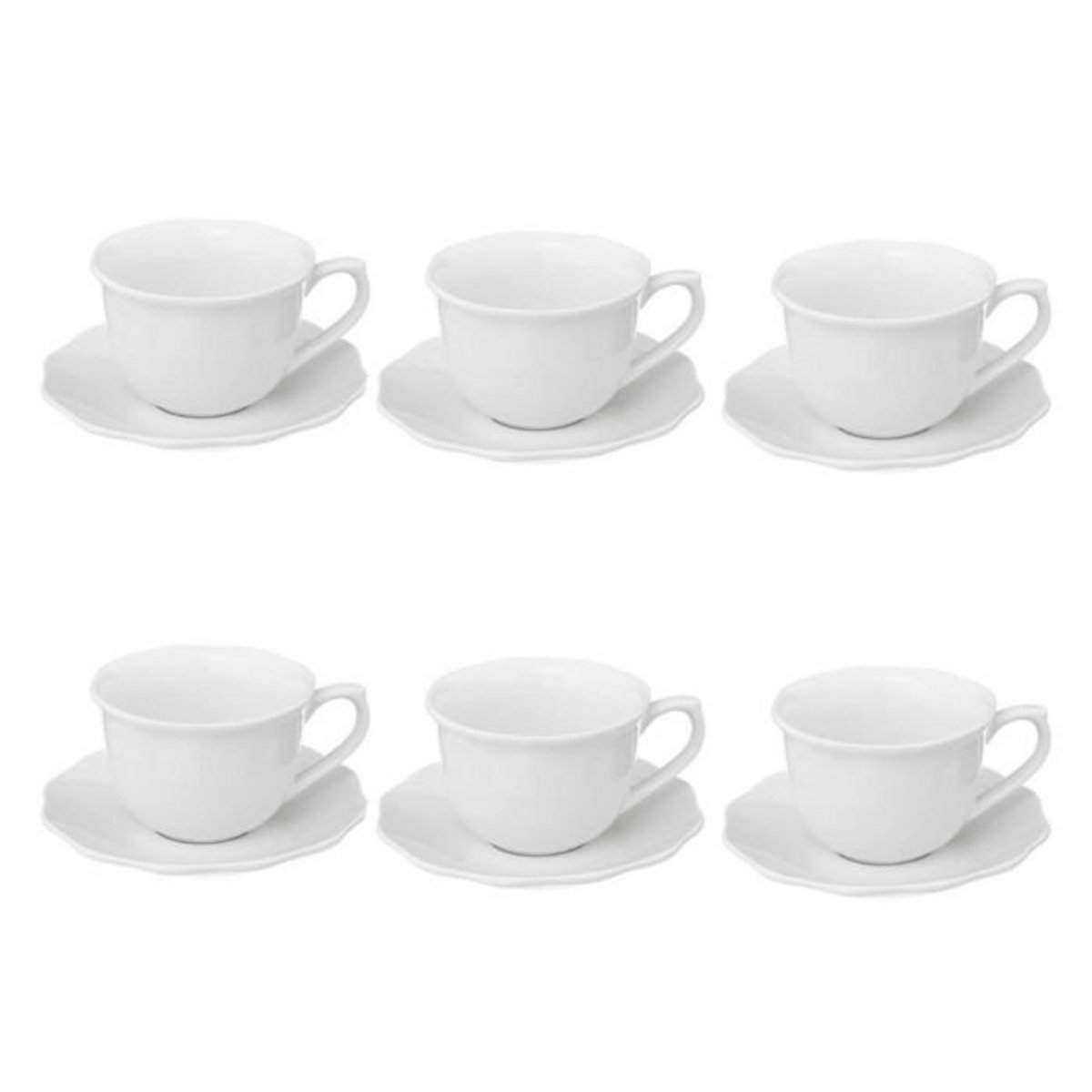 SECRET DE GOURMET Lot de 6 Tasses & Sous Tasses  Alma  23cl Blanc