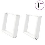 VIDAXL Pieds de table basse forme de U 2 pcs blanc 60x(42-43) cm acier