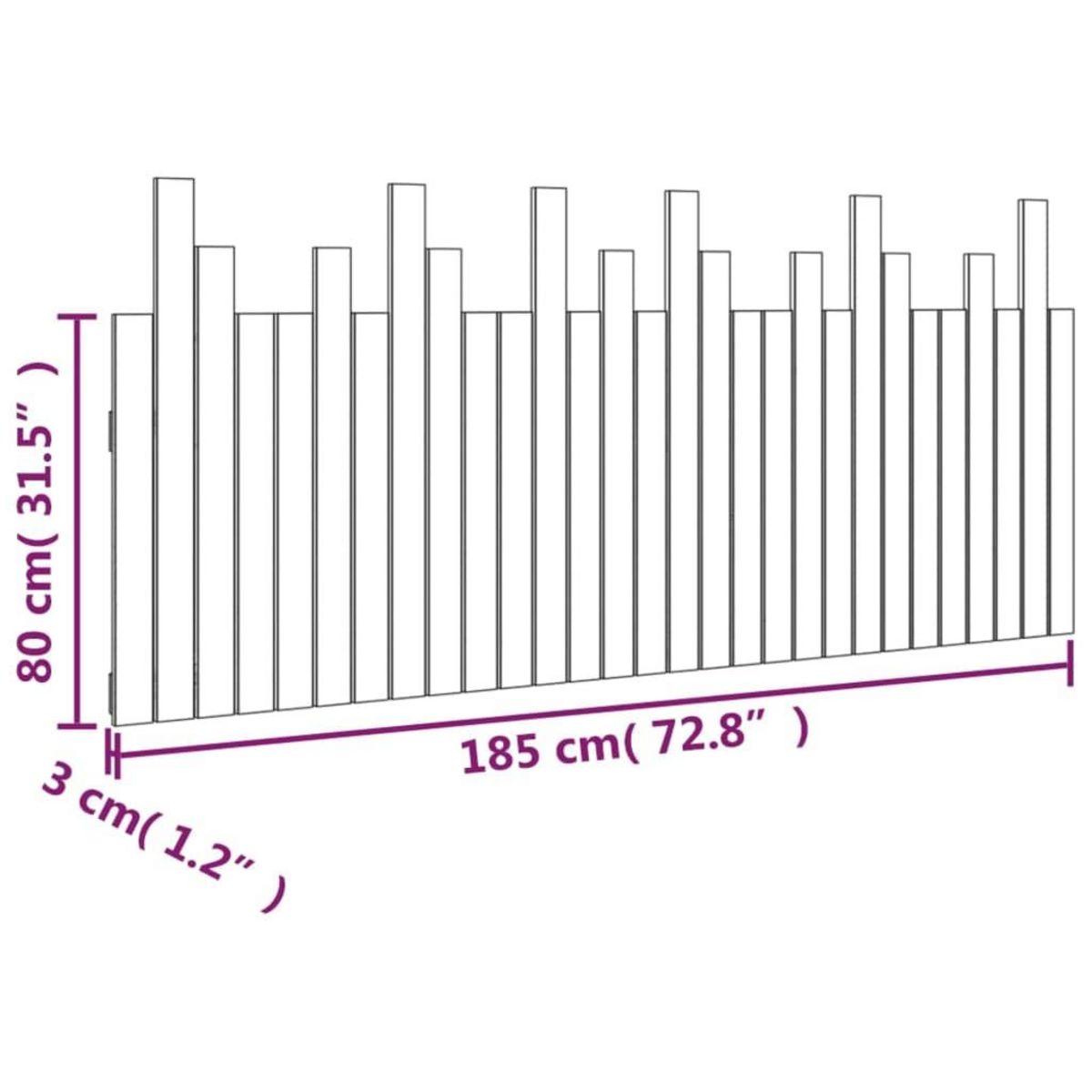 VIDAXL Tete de lit murale Noir 185x3x80 cm Bois massif de pin