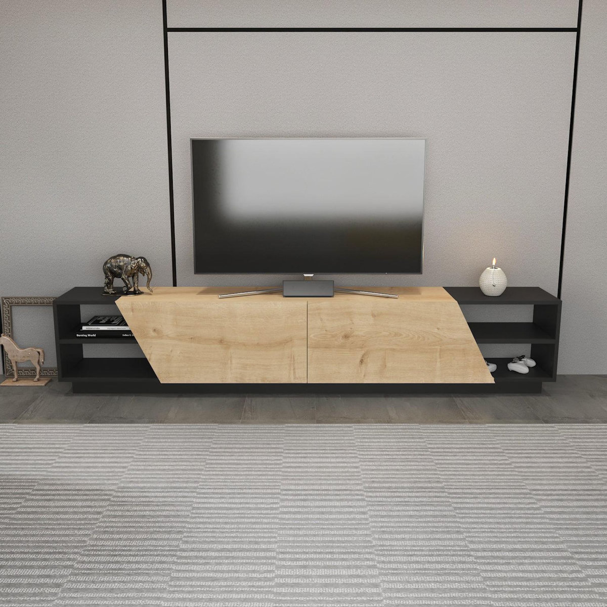 Habitat et Jardin Meuble TV en bois  Rhodes  - 240 x 37 x 47 cm - Beige