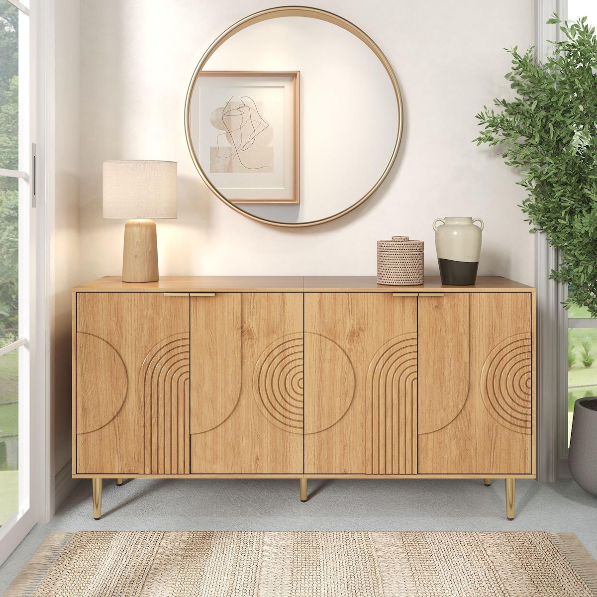 MERAX Buffet 4 porte(s) 0 tiroir(s) - 140 cm naturel mdf