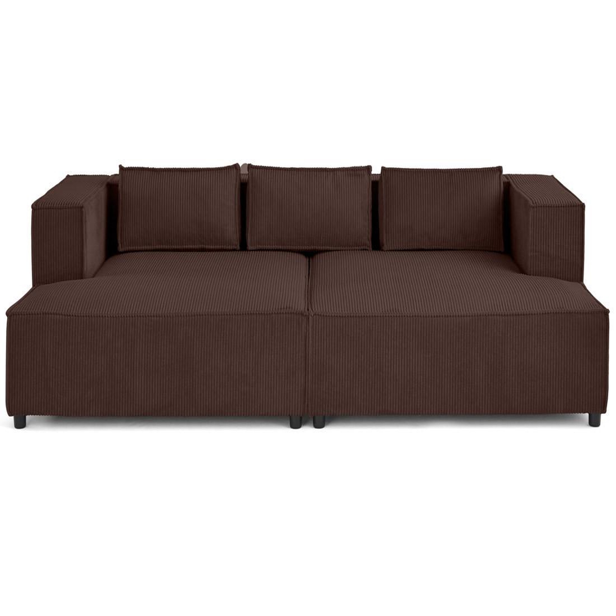 Voir la diapositive 1 : LISA DESIGN Stella - canapé droit 3 places avec double méridienne - assise profonde - en velours côtelé