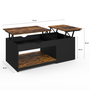 Voir la diapositive 5 : ID MARKET Table basse 2 plateaux relevables EYLA avec coffre bois foncé effet vieilli et noir