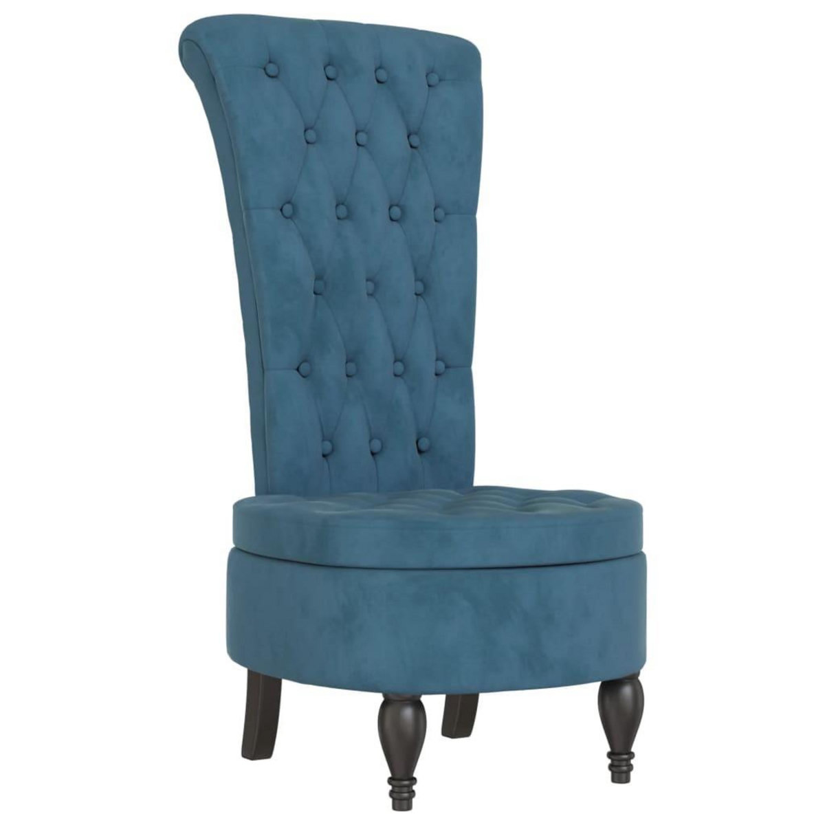 VIDAXL Chaise a dossier haut bleu velours conception de bouton