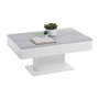 Voir la diapositive 1 : FMD Table basse bicolore avec plateau coulissant - Décor gris béton LA et blanc brillant - L100 x H46,1 x P65 cm - Fabriqué en Al