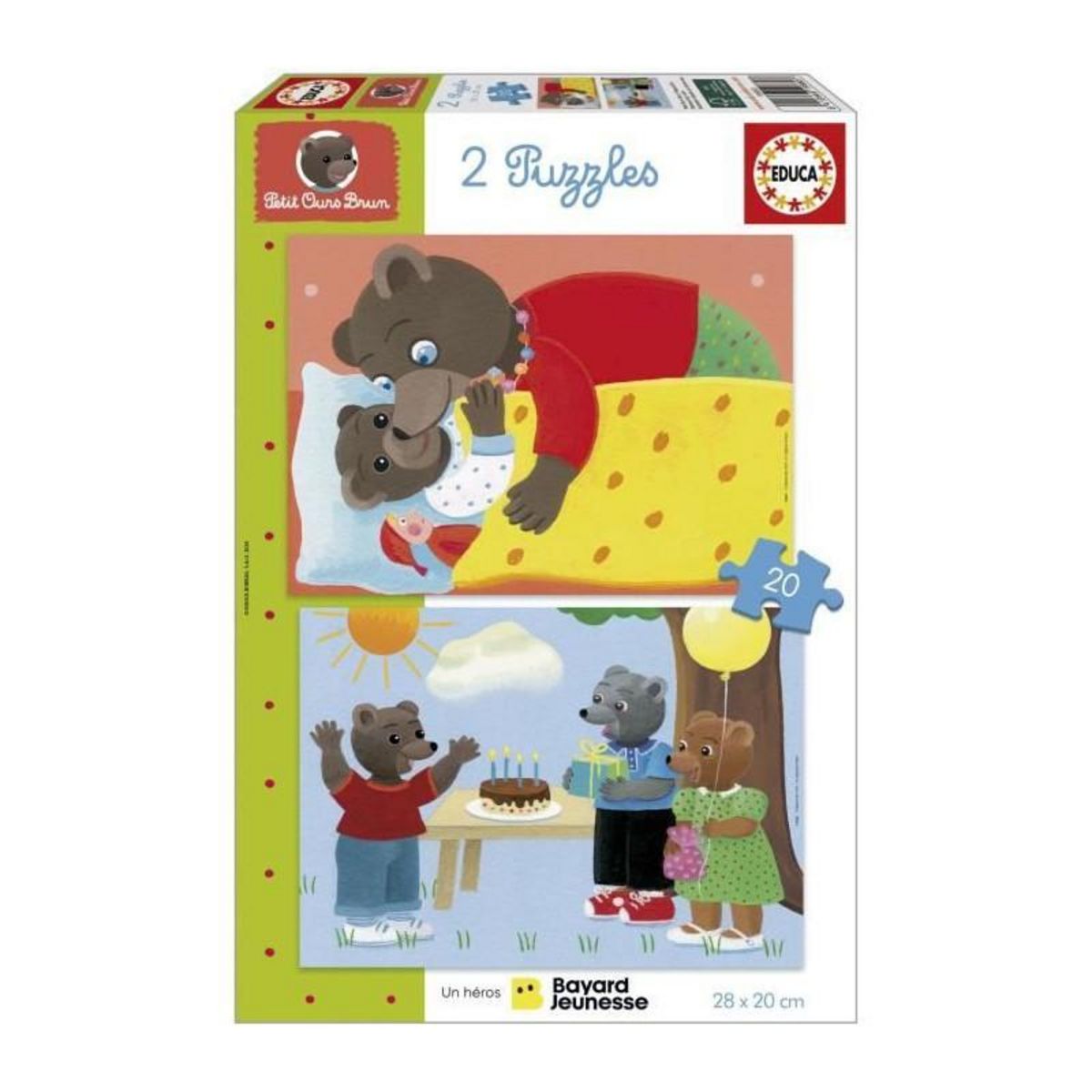 EDUCA Puzzle - EDUCA - Petit Ours Brun : Ensemble de 2 puzzles de 20 pieces pour enfants des 4 ans