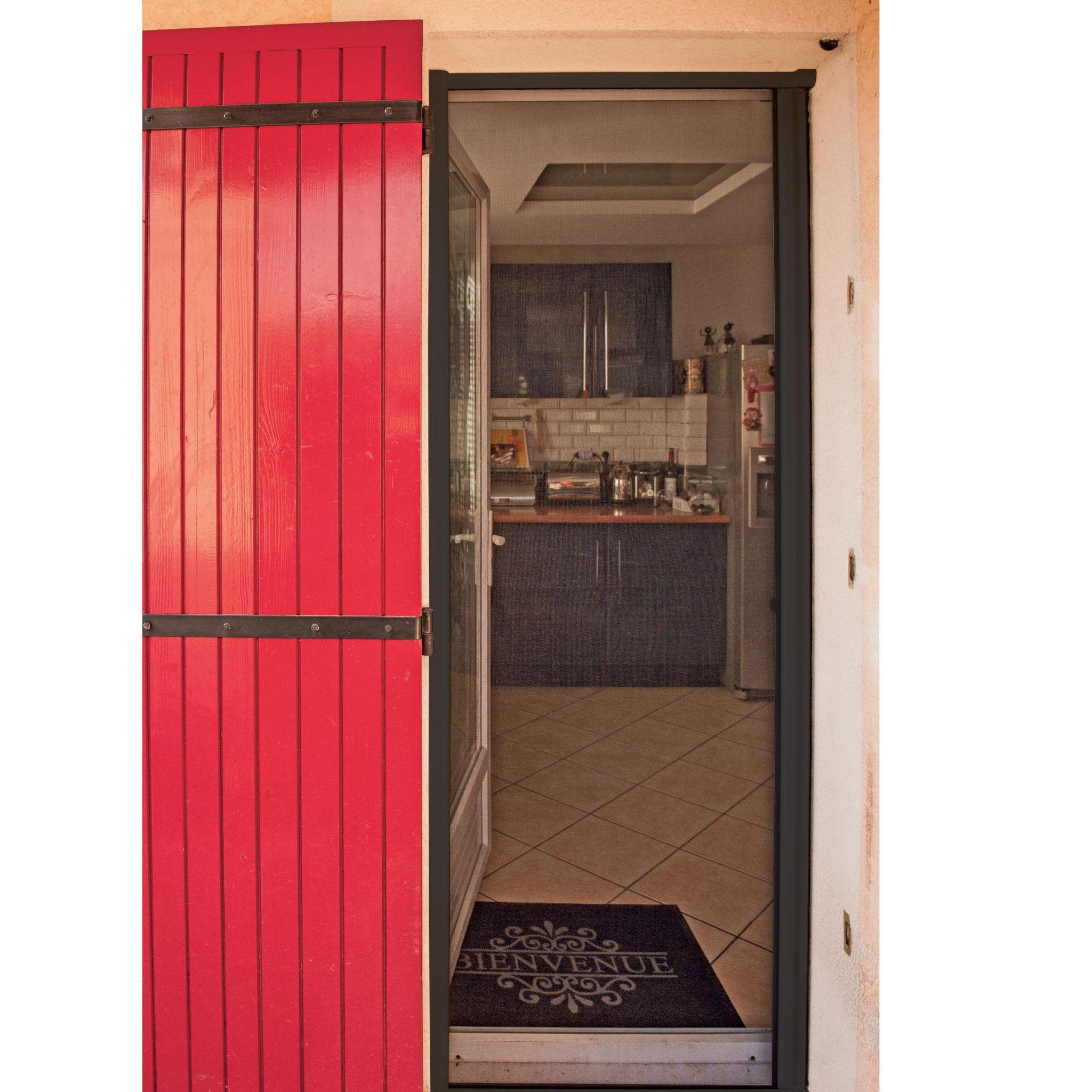 WERKAPRO Porte moustiquaire gris avec enrouleur 140 x 225 cm