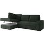 Voir la diapositive 5 : LOUNGITUDE Canapé d'angle gauche 3 places convertible ADEN avec coffre en velours côtelé - Vert foncé - L246 x P174 x H96cm - LOUNGITUD