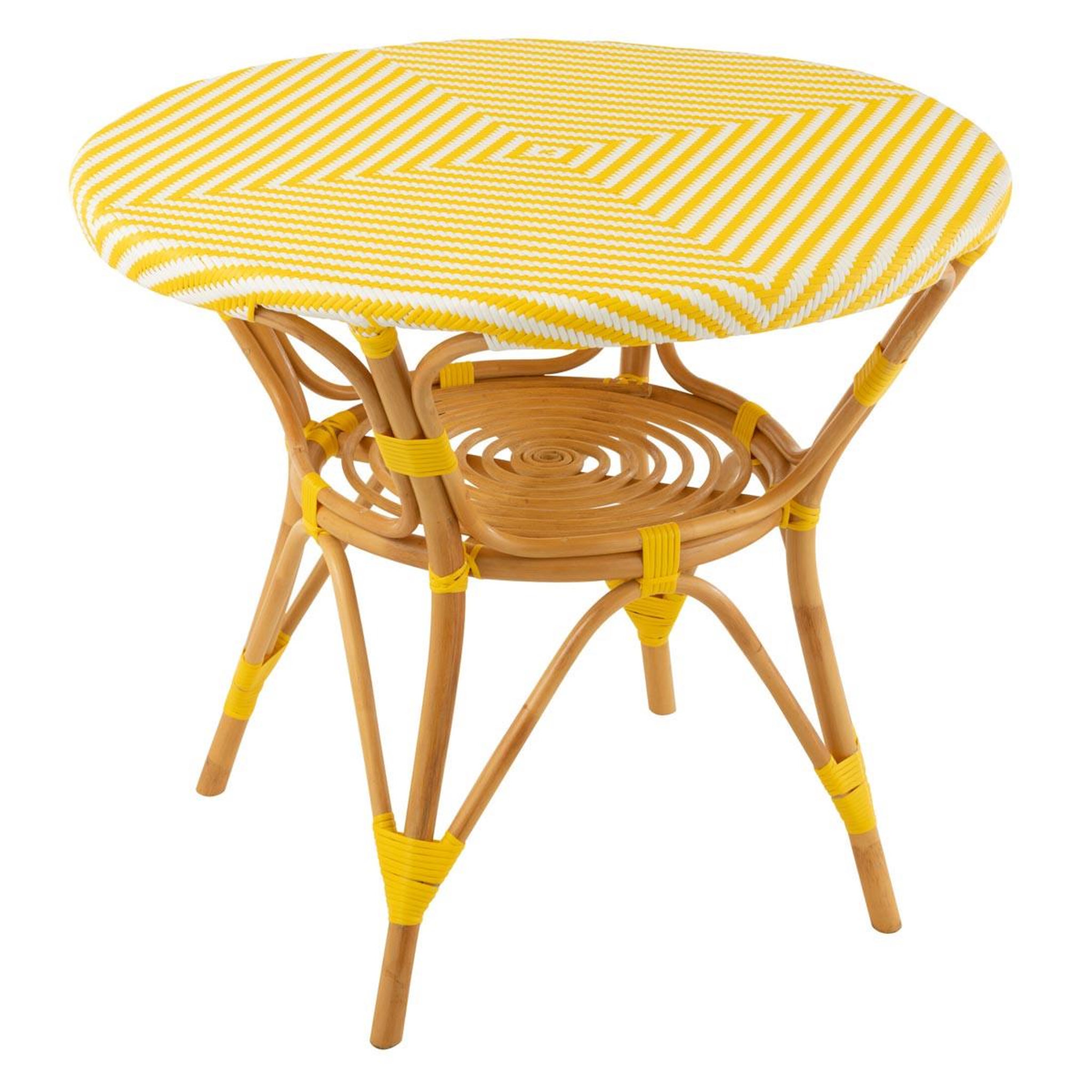 J-LINE Table à manger en rotin  danial  90cm jaune