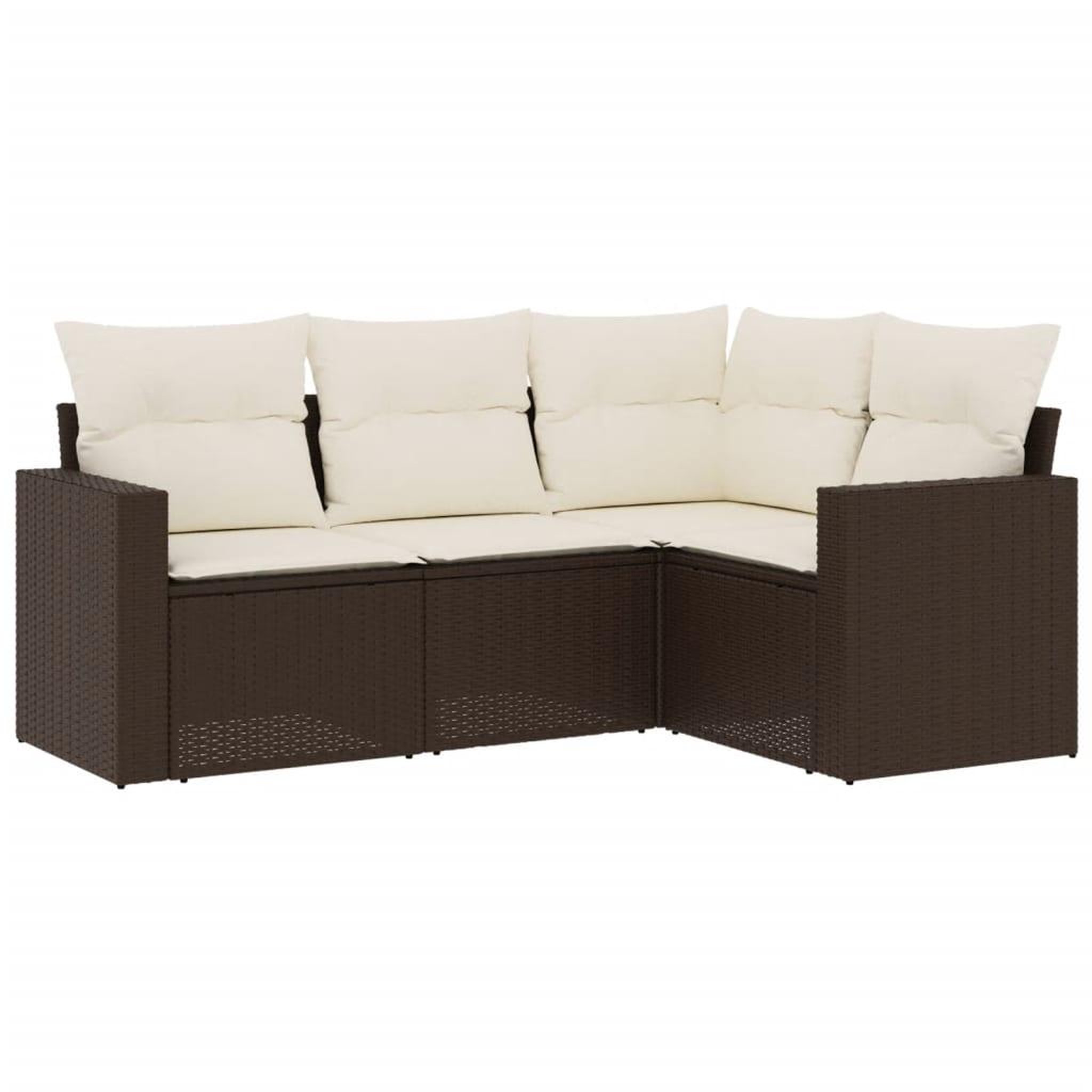 Voir la diapositive 2 : VIDAXL Salon de jardin 4 pcs avec coussins marron resine tressee
