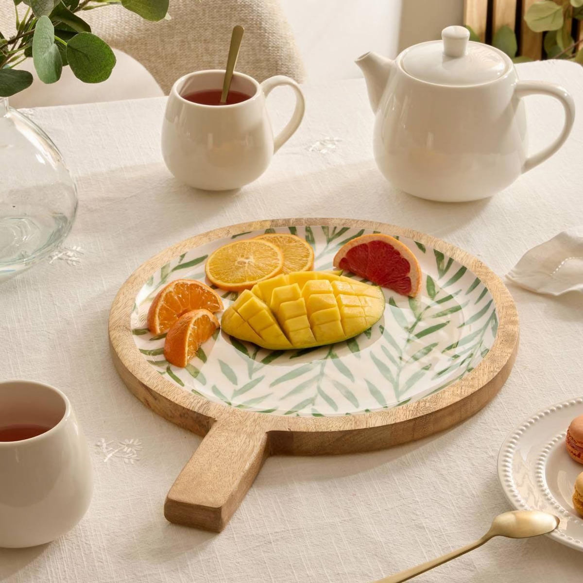SECRET DE GOURMET Assiette de Présentation en Bois  Inaya  40cm Vert Olive