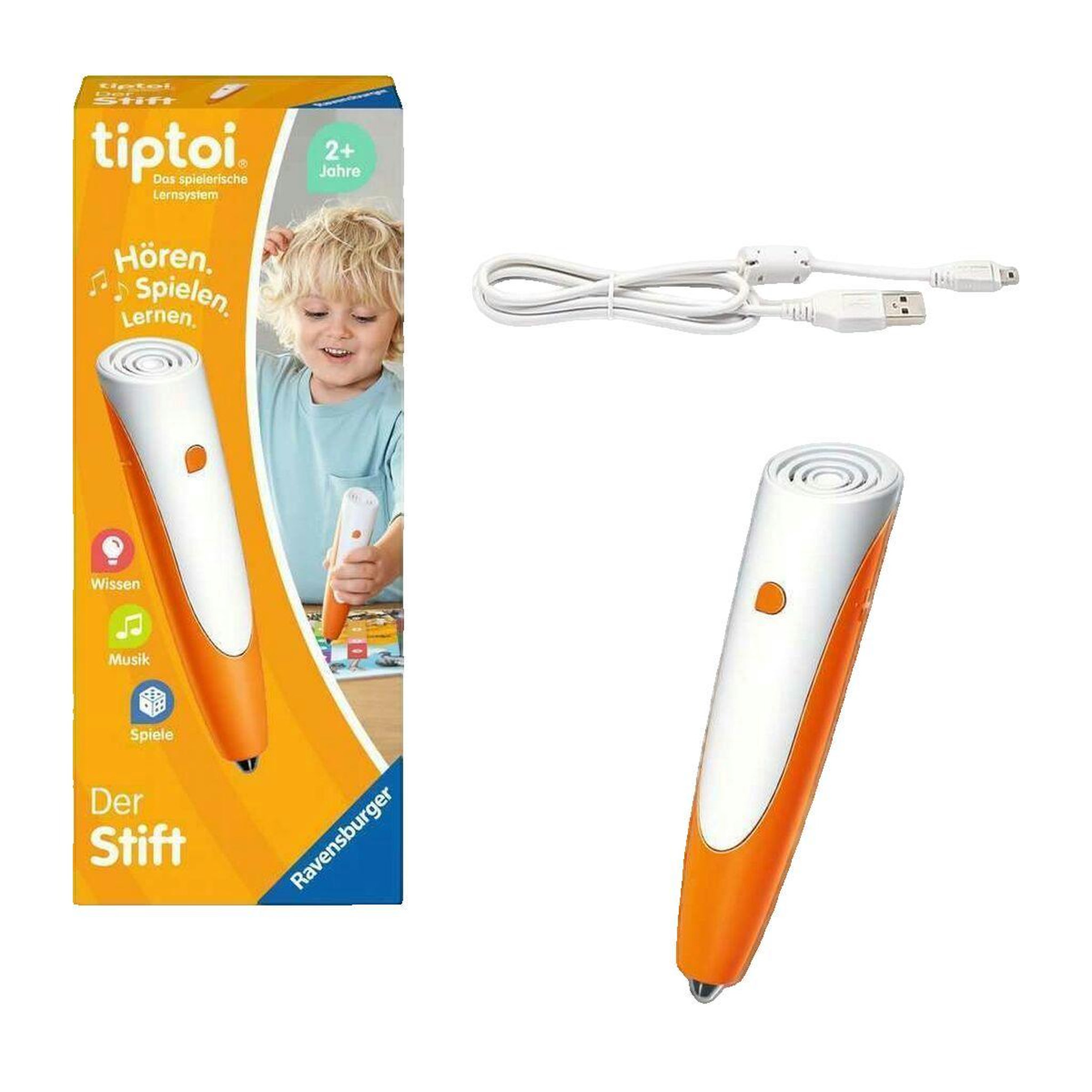 Voir la diapositive 2 : RAVENSBURGER Stylo interactif tiptoi® Ravensburger orange et blanc