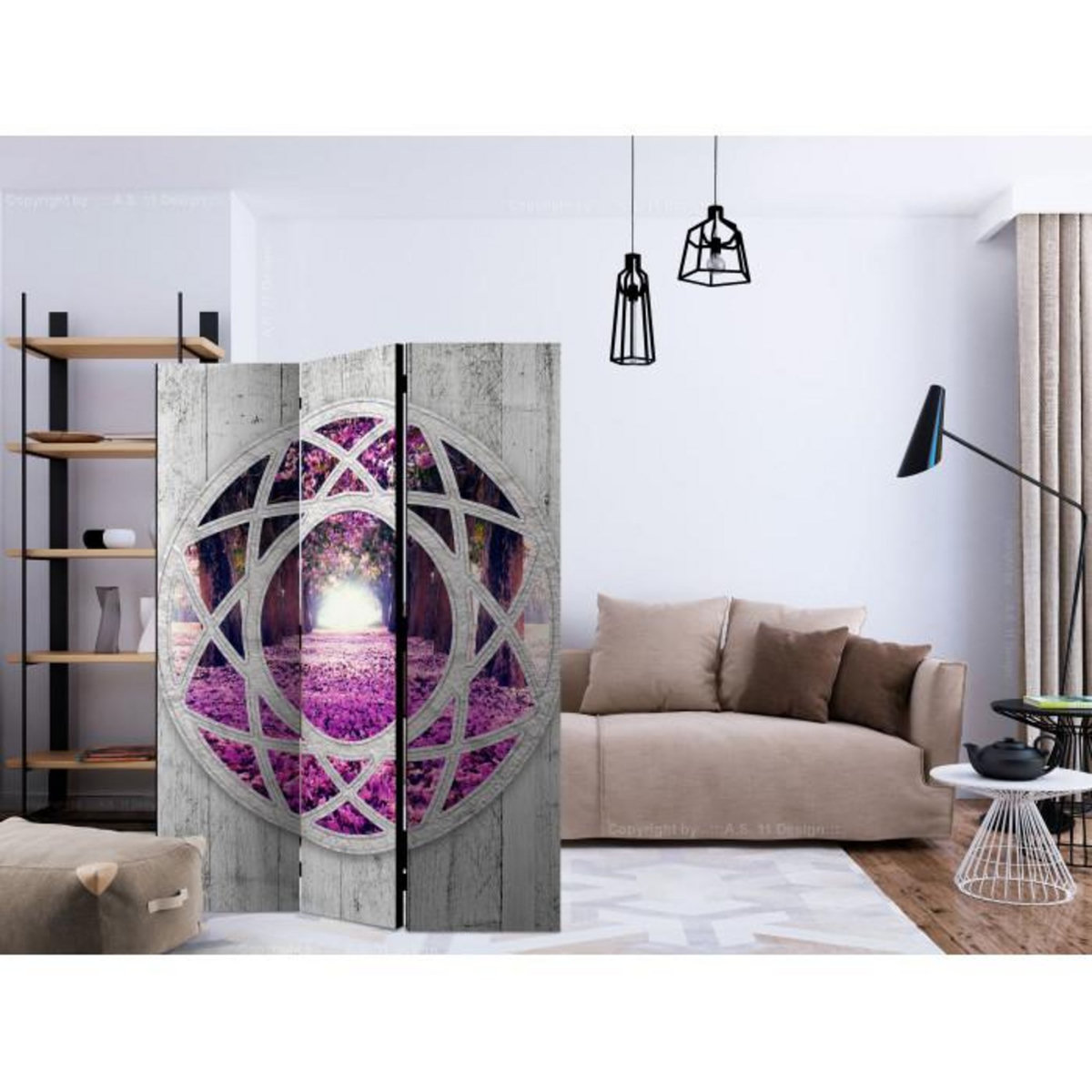 Paris Prix Paravent 3 Volets  Fuchsia Landscape  135x172cm