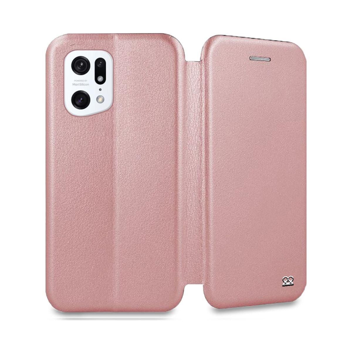 IBROZ Etui Oppo Find X5 Pro Etui Cuir Rose Gol