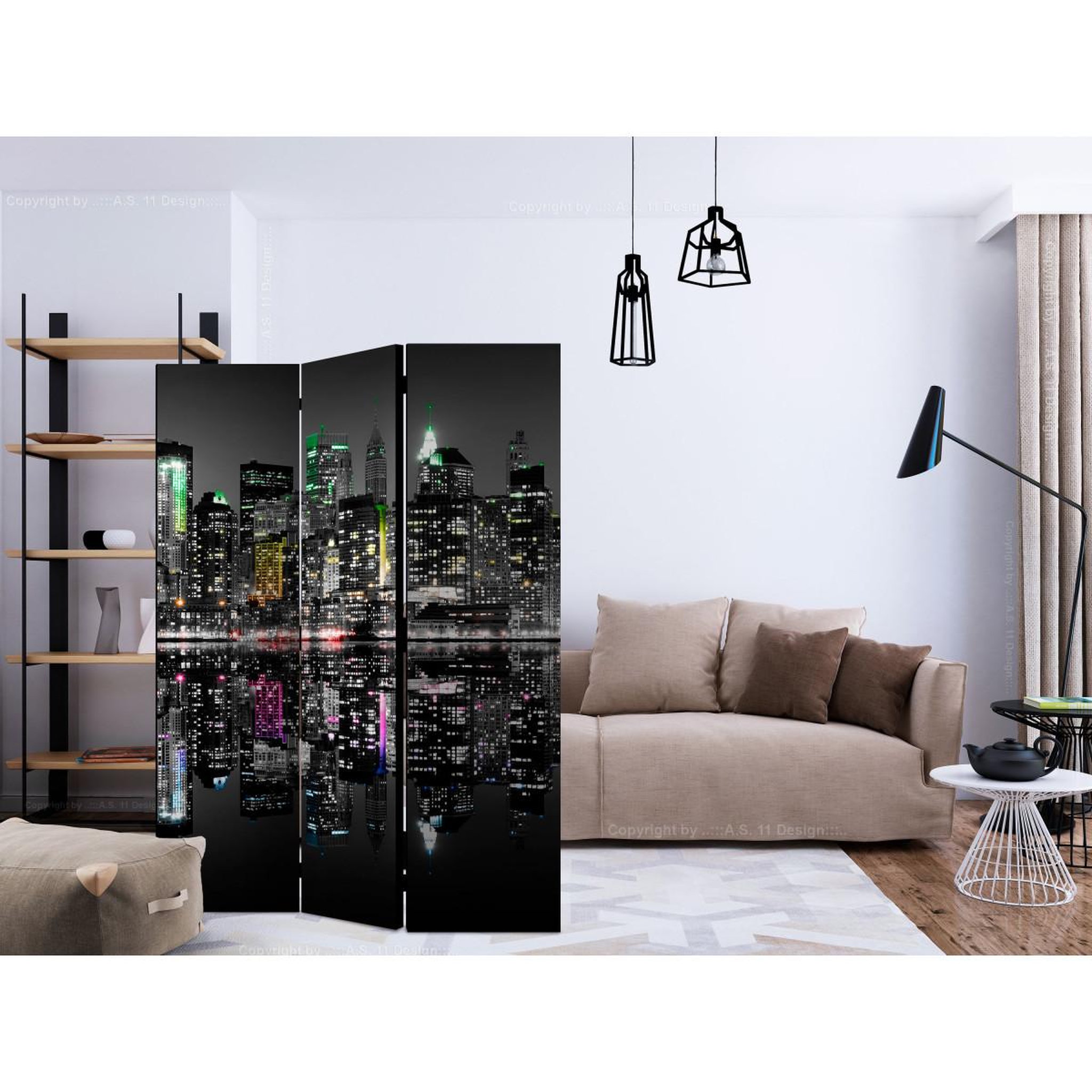 Voir la diapositive 2 : Paris Prix Paravent 3 volets  new york my dream  135x172cm