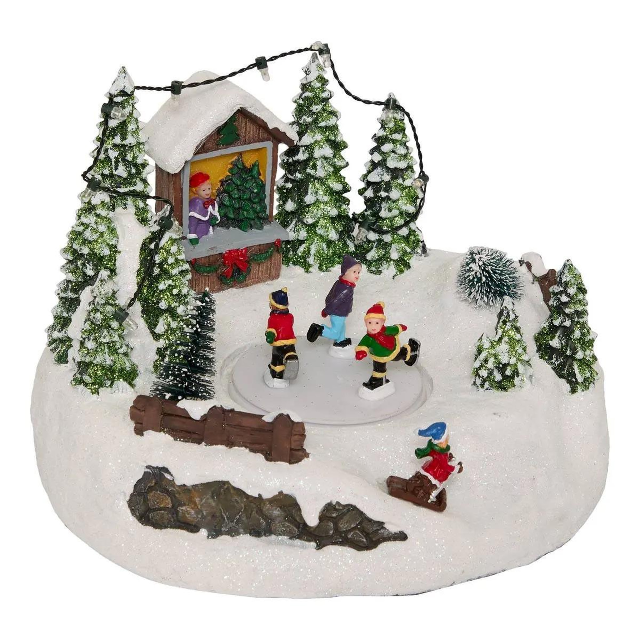 Voir la diapositive 1 : FEERIC LIGHT & CHRISTMAS Village de noël patinoire  montagne  22cm multicolore