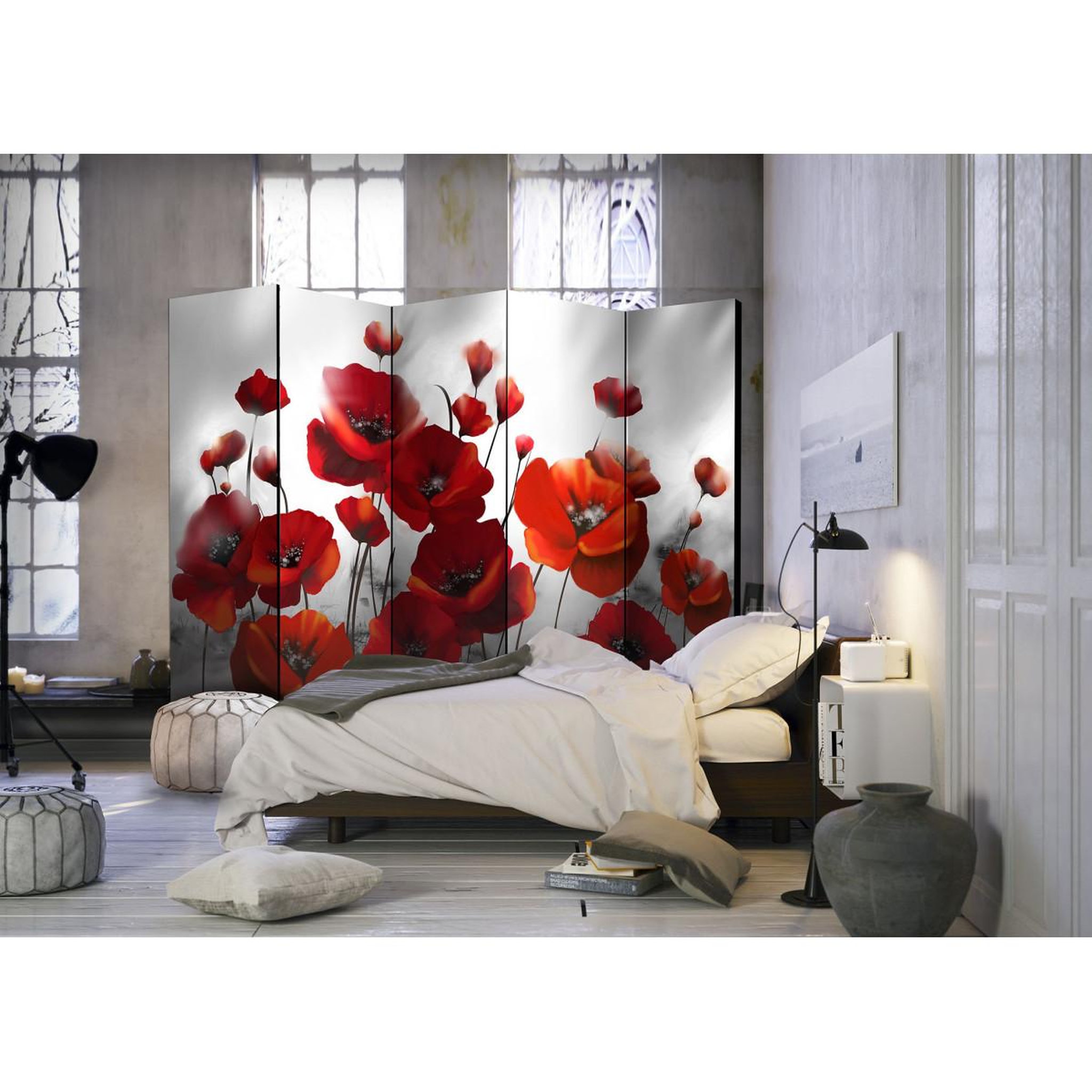 Voir la diapositive 2 : Paris Prix Paravent 5 volets  poppies in the moonlight  172x225cm