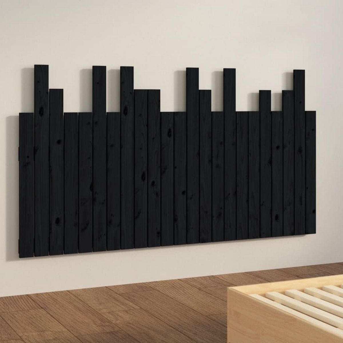 VIDAXL Tete de lit murale Noir 146,5x3x80 cm Bois massif de pin
