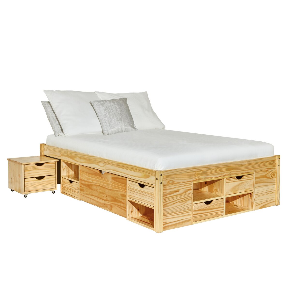 Lit multi-rangements en pin massif 160x200cm SLEEP