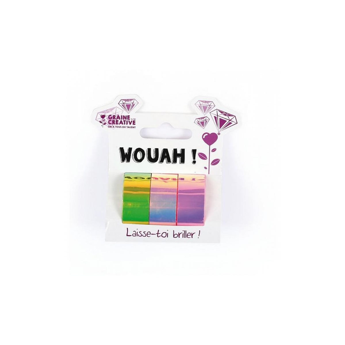 Graine créative 3 Tapes iridescent miroir jaune orange rose