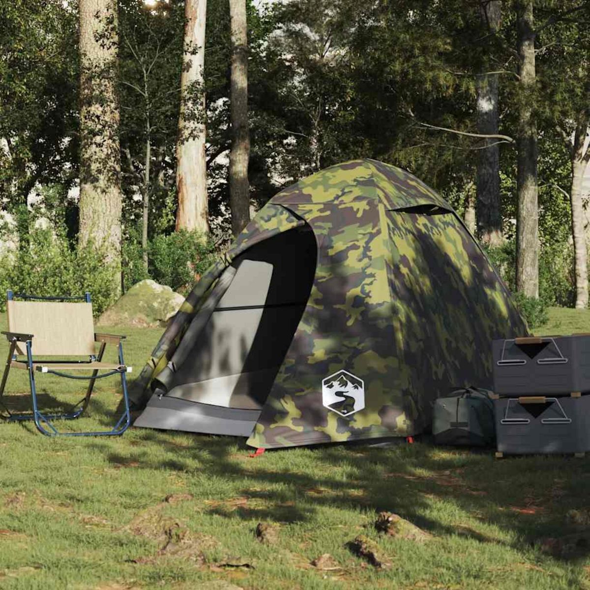 VIDAXL Tente de camping a dome 2 personnes camouflage impermeable