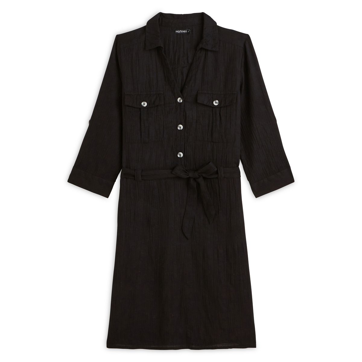 IN EXTENSO Robe chemise ceinturée noire femme