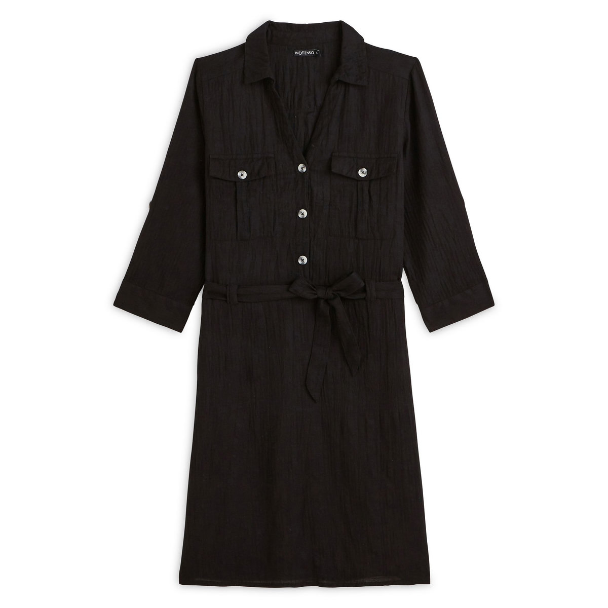 IN EXTENSO Robe chemise ceinturée noire femme