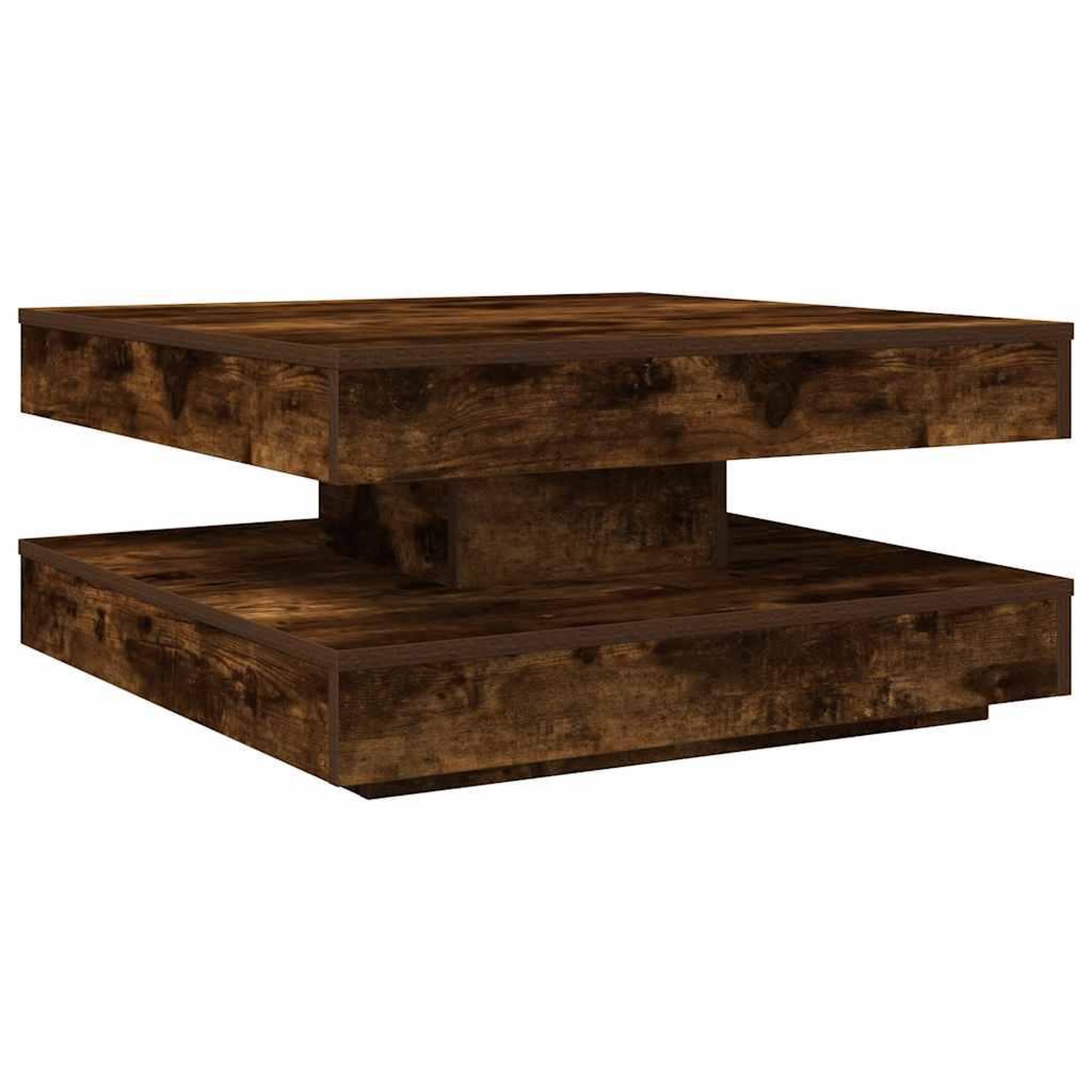 Voir la diapositive 2 : VIDAXL Table basse rotative a 360 degres chene fume 70x70x34,5 cm
