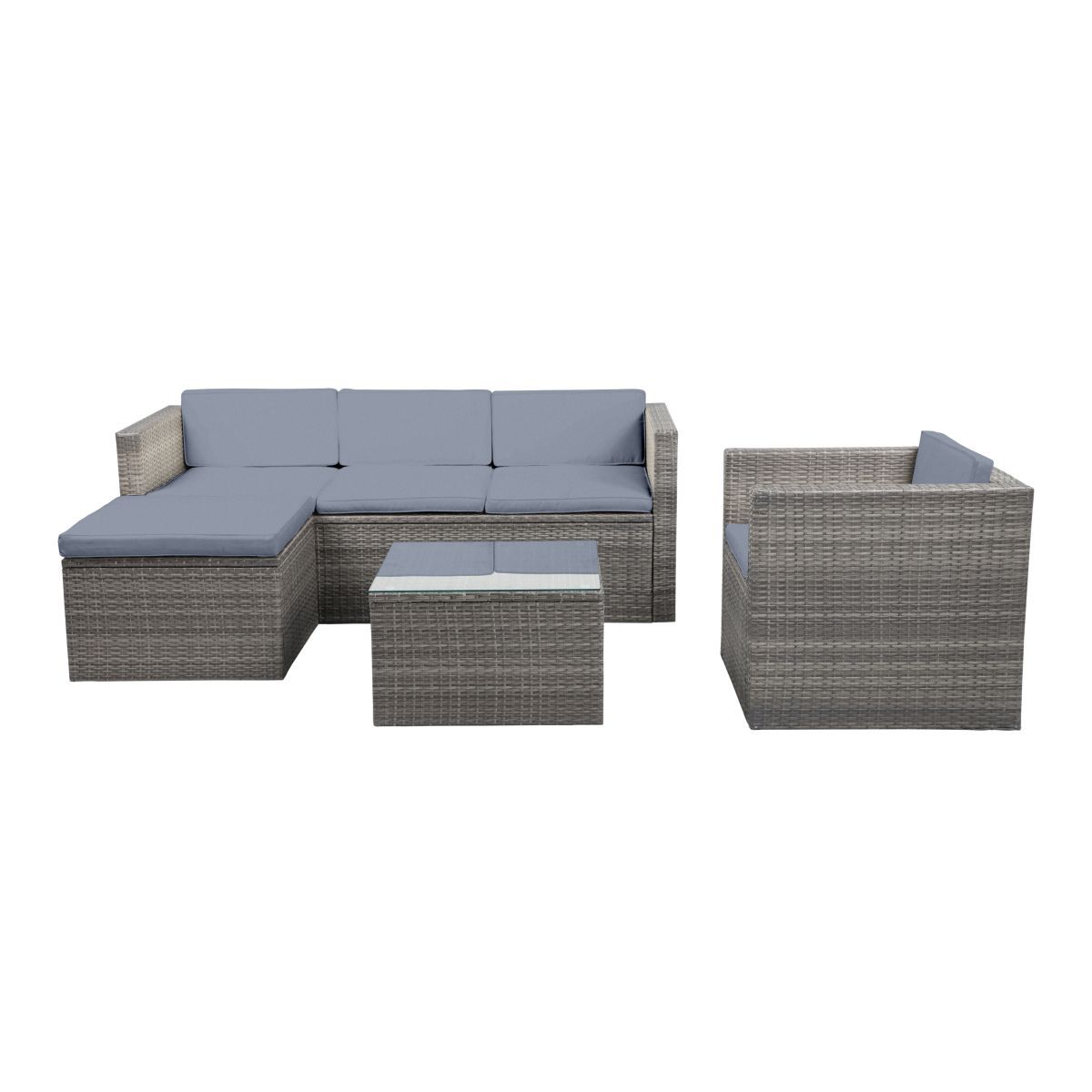 Salon bas de jardin 5 personnes en résine tréssée LYNNA