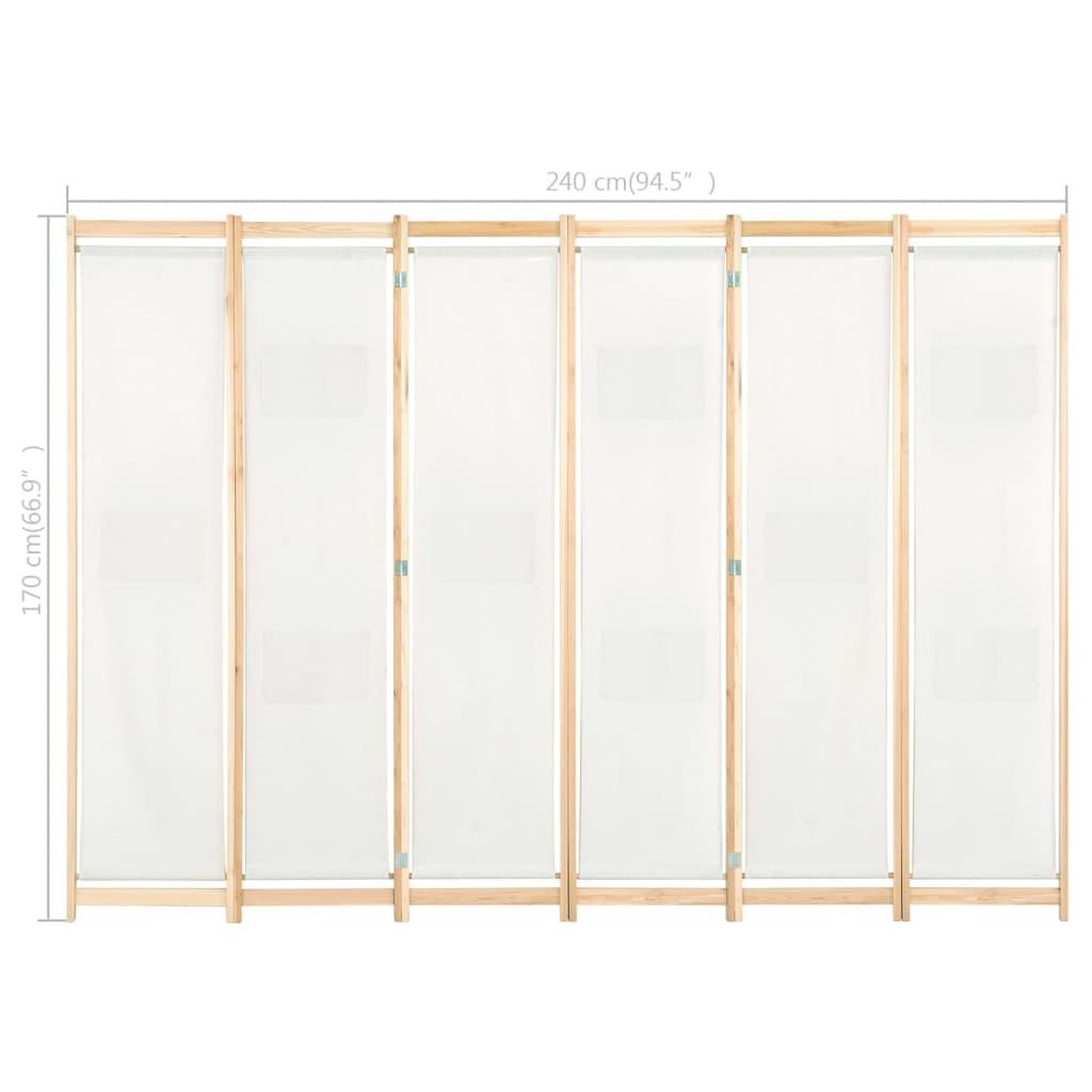 Voir la diapositive 6 : VIDAXL Cloison de separation 6 panneaux Creme 240 x 170 x 4 cm Tissu