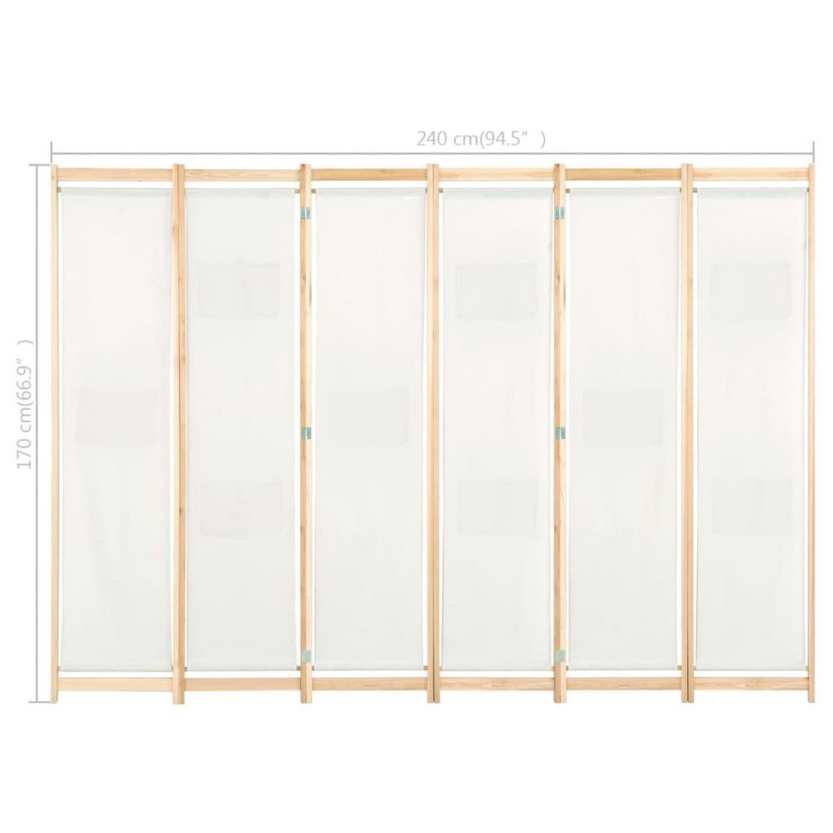 VIDAXL Cloison de separation 6 panneaux Creme 240 x 170 x 4 cm Tissu