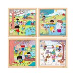 EDUCO Puzzle en bois - Puzzle les saisons- le lot de 4 puzzles - jeu Montessori