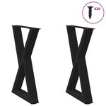 VIDAXL Pieds de table a manger 2 pcs noir 60x(72-73,3) cm