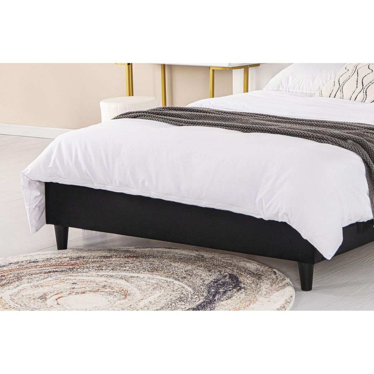 CONCEPT USINE Lit 140x190 cm en velours noir CAMBRIDGE
