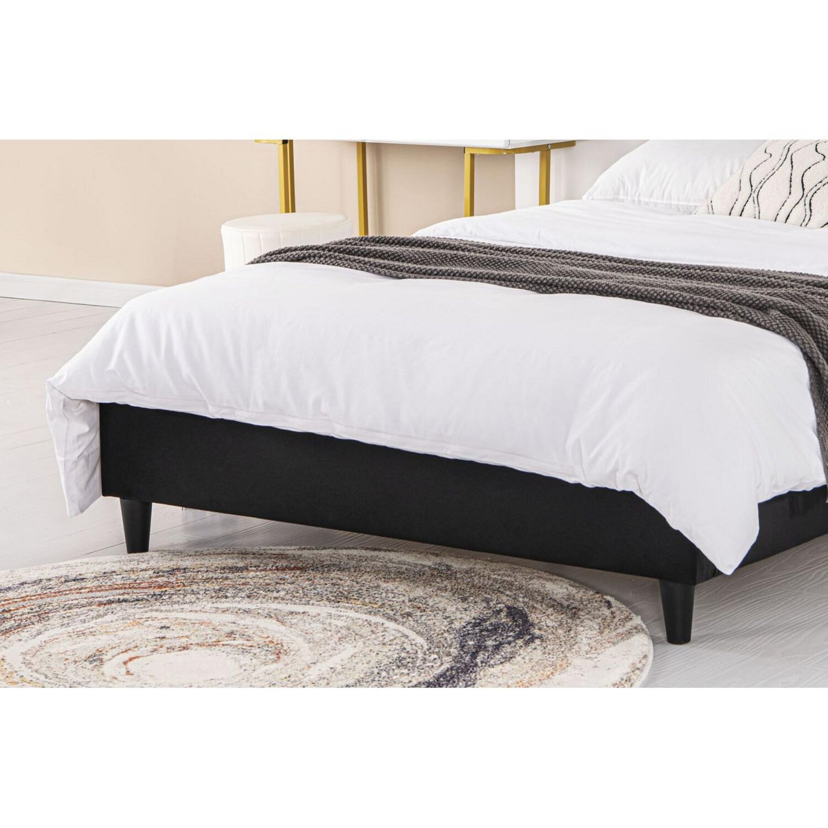 CONCEPT USINE Lit 140x190 cm en velours noir CAMBRIDGE