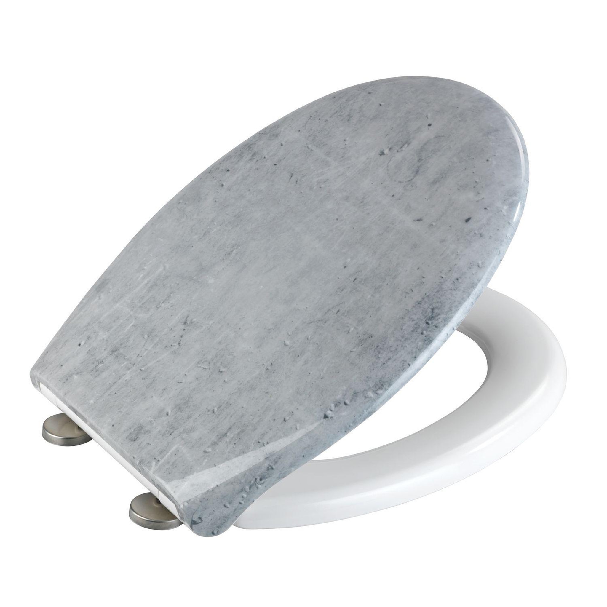Voir la diapositive 2 : Wenko Abattant wc effet marbre concrete - abaissement automatique - duroplast - gris