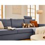 Voir la diapositive 4 : BEST MOBILIER Barrie - canapé d'angle réversible 4 places avec têtière amovible en tissu