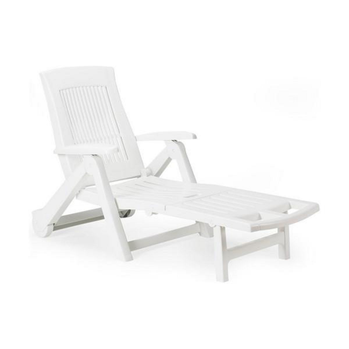 IPAE-PROGARDEN Chaise longue IPAE Progarden Zircone Pliable Avec des roues Blanc polypropylène (72 x 195 x 101 cm)